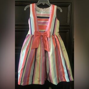 Pippa & Julie Girls Striped Dress in Pink, Coral, Purple, Mint & Navy